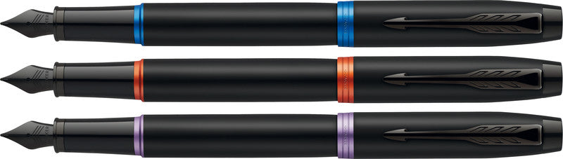 Parker IM Professionals Vibrant Rings – Mittlere Feder – für Rechts- & Linkshänder – Schwarz, Blau – Patronen