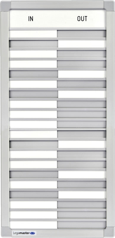 Legamaster Anwesenheitstafel, magnetisch, Kunststoff-Oberfläche, Alurahmen – 26 × 54 cm, Grau