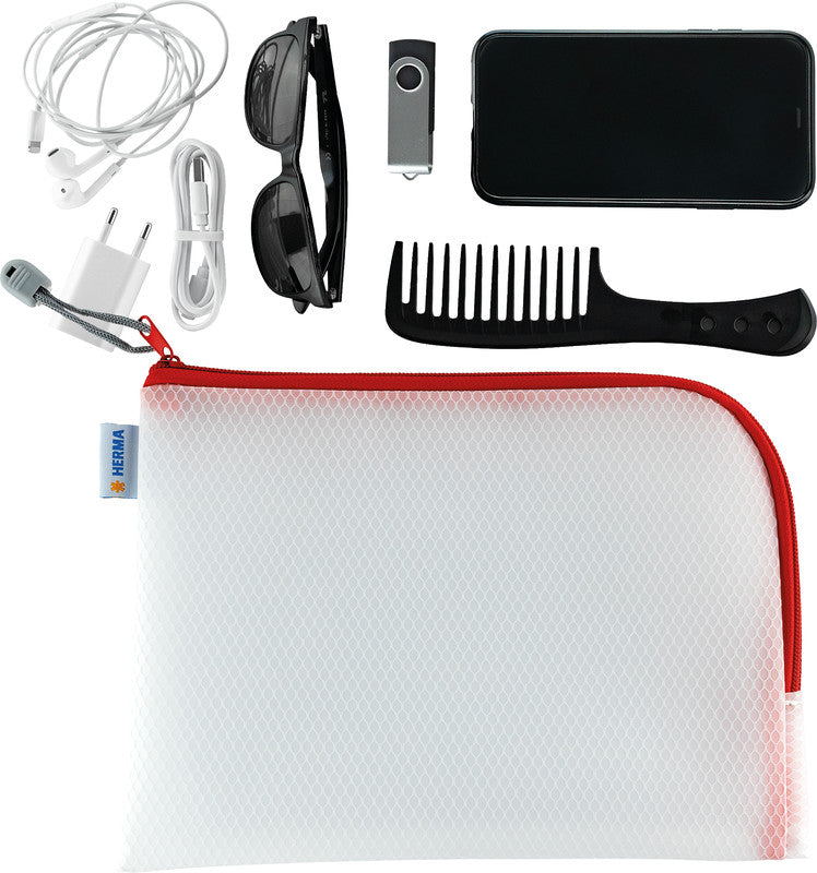 HERMA Reissverschlusstasche Etui – Rot – Kunststoff – 26,0 × 20,0 × 0,7 cm