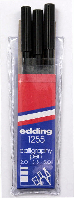 Edding Filzstifte Kalligrafie, Strichbreite 2/3,5/5 mm, wasserfest, 3 Stk.
