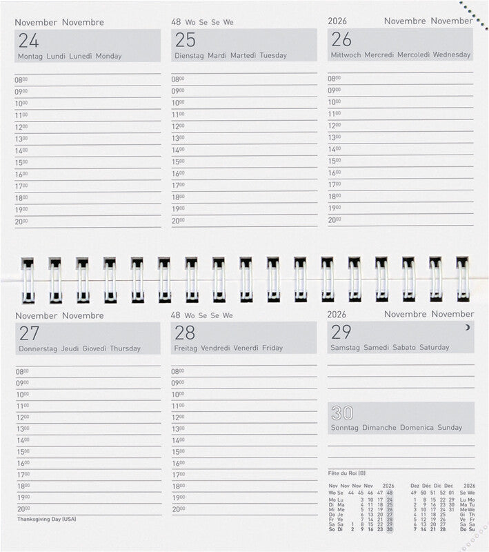 Biella Kalender-Einlage – 1 Woche/2 Seiten, 8,5 × 15,3 cm, 2026