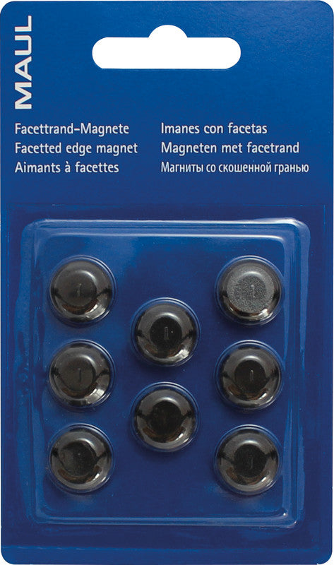 Maul – Magnete (rund, schwarz) – Ø 15 mm, H 7 mm, 8er-Pack – für Whiteboards