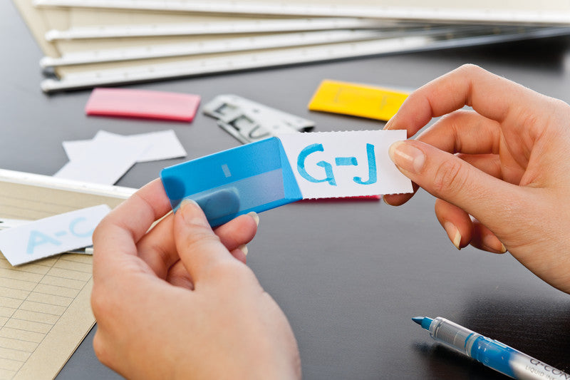 Connect Hängemappen-Klarsichthülsen – 60 × 31 mm, gelb, Kunststoff, für Metall-Reiter