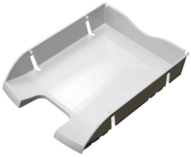 Helit Briefkorb – mit Griffausschnitt, mit Beschriftungsfeld, glänzend, grau, B 275 × H 66 × T 355 mm