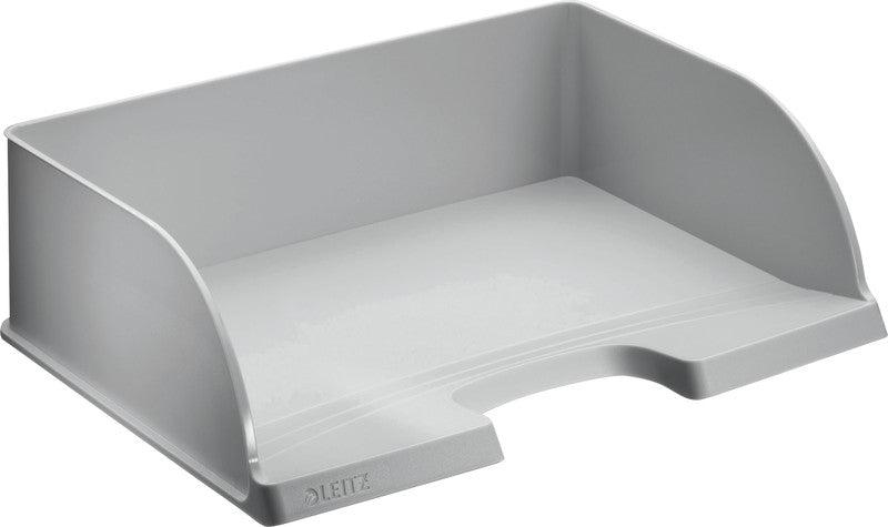 Leitz Stapelbarer Briefkorb mit Griffausschnitt, Beschriftungsfeld, matt, grau, B 363 × H 103 × T 273 mm