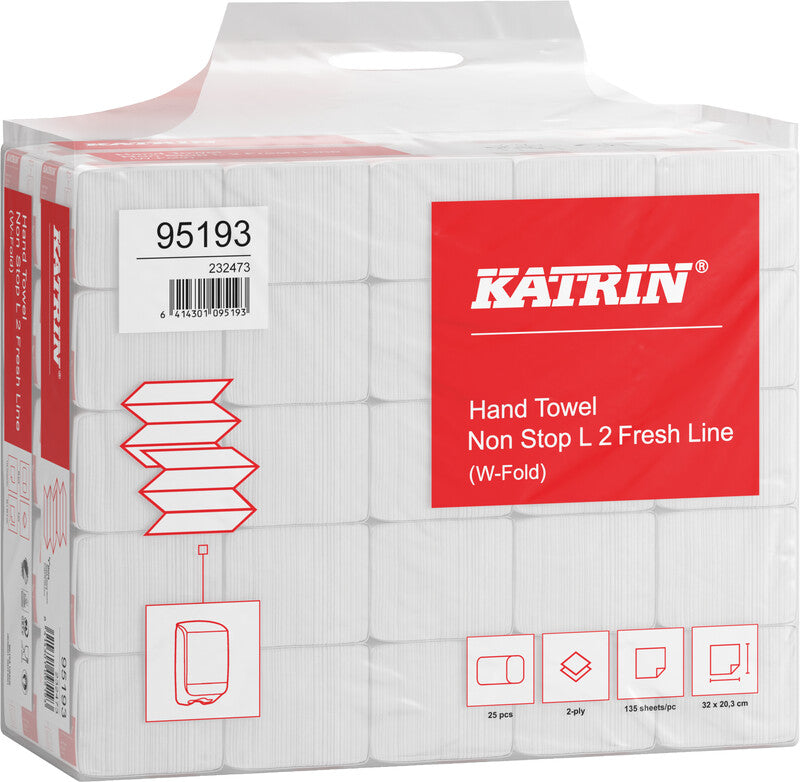 Katrin Falthandtuch – W-Falz, 2-lagig, Recycling-Zellstoff, Weiss, 203×320 mm, für Katrin Inclusive Medium