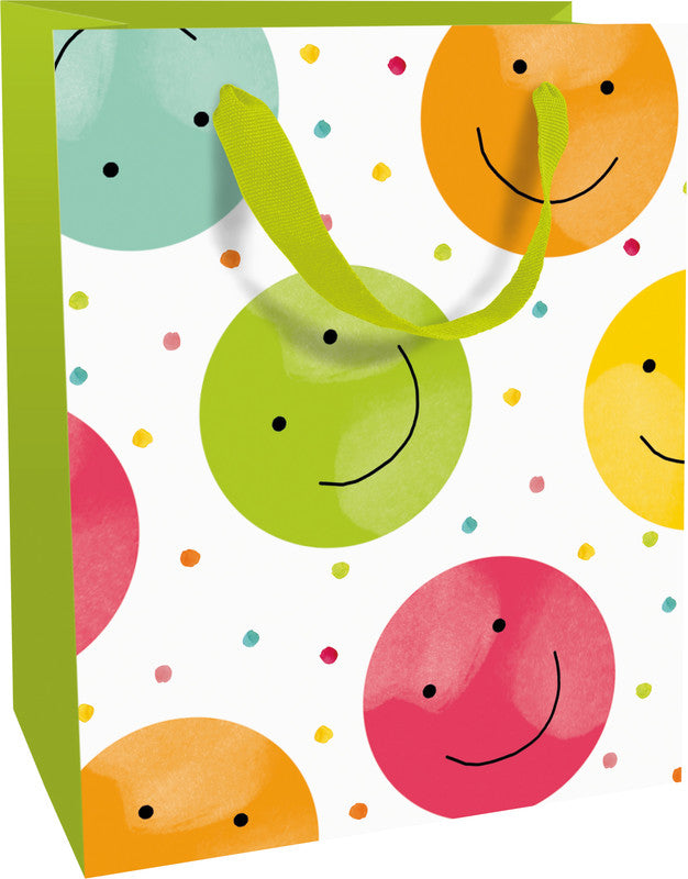 Braun + Company Geschenktasche – Happy Smileys – teillackiert, matt, Papier – 120 × 150 × 60 mm