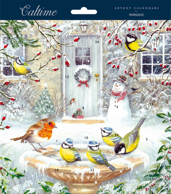 Caltime Adventskalender Vogelbad, Karton, sortiert, 21,3 × 21,3 cm – eco:plus