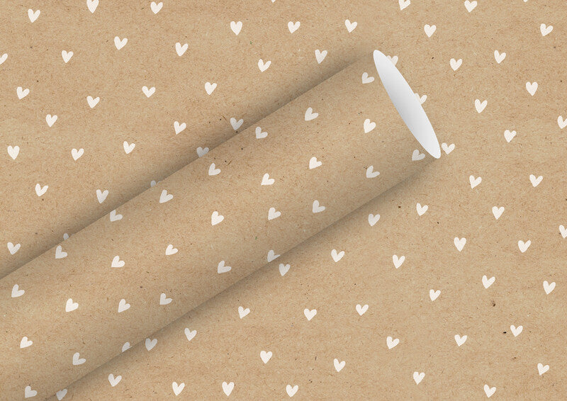 Braun + Company Geschenkpapier Rolle – Herzilein – Geschenkkraftpapier, 70 g/m2 – 700 × 2000 mm