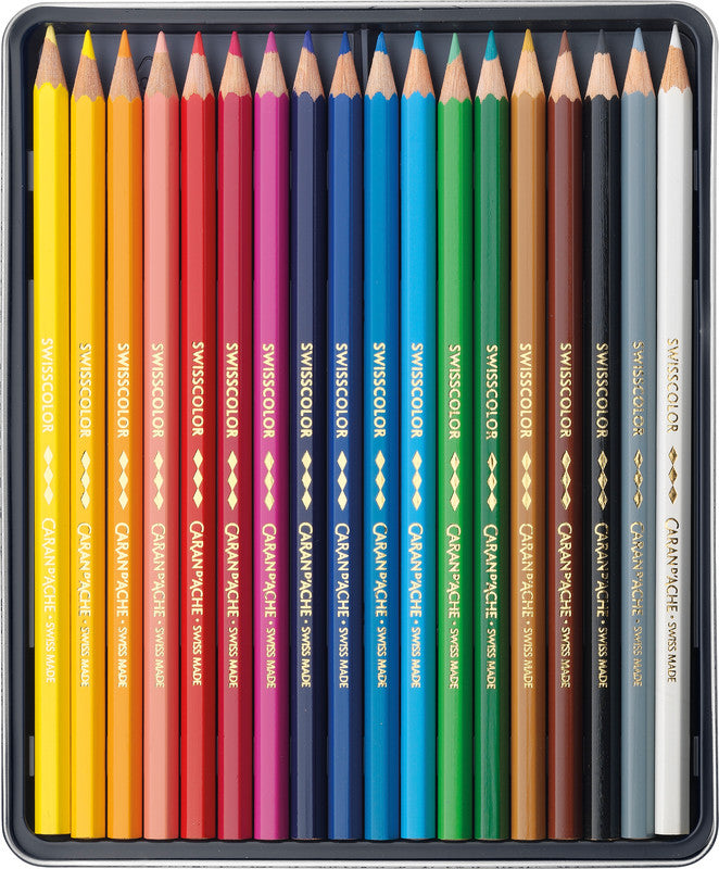 Caran d-Ache Caran d'Ache Buntstifte – 18 Farben, im Metalletui, Ø 2,8 mm, FSC