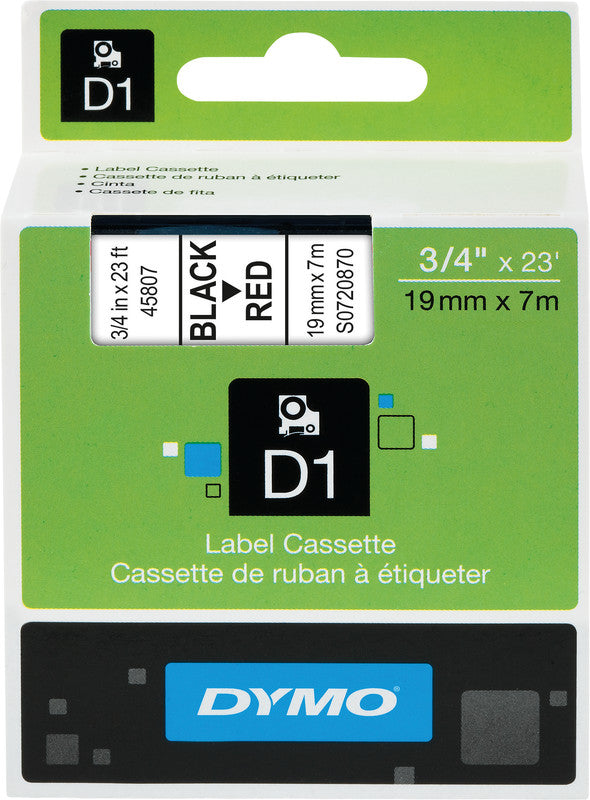 DYMO Textilband – 19 mm × 7 m, rot, schwarz – für DYMO POCKET, Dymo 1000+, 2000 und andere