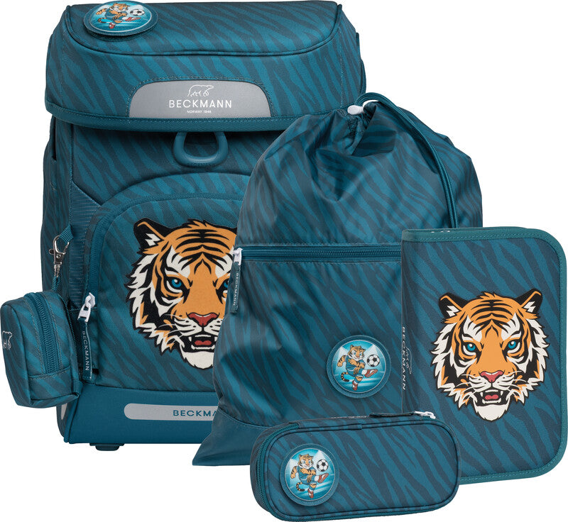 Beckmann Plus Air – Schulrucksack-Set 6-teilig, Tiger Stars, 20 l, 28×40,5×23 cm, mit Wendetasche