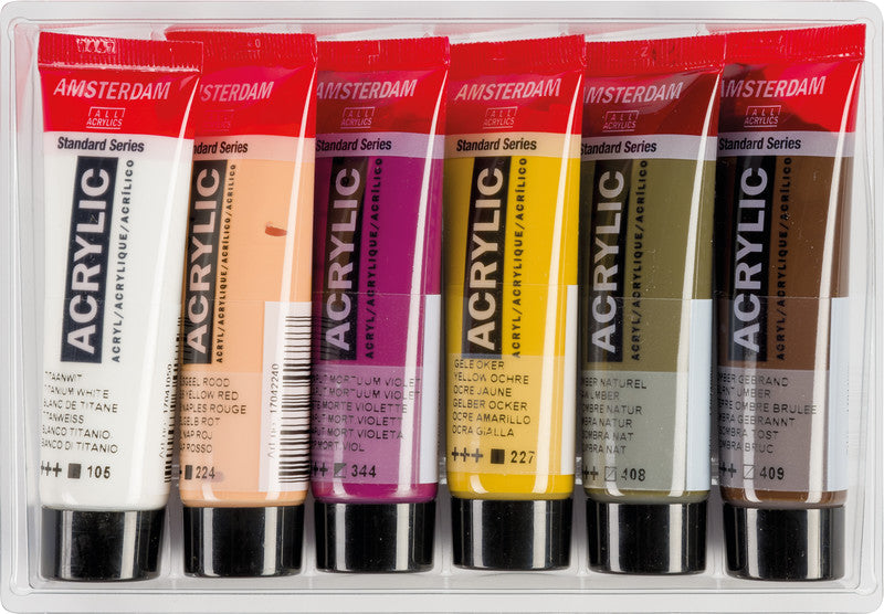 Royal Talens Amsterdam – Acryl Standard – Acrylfarbe – Set – 6 Farben, 6 × 20 ml