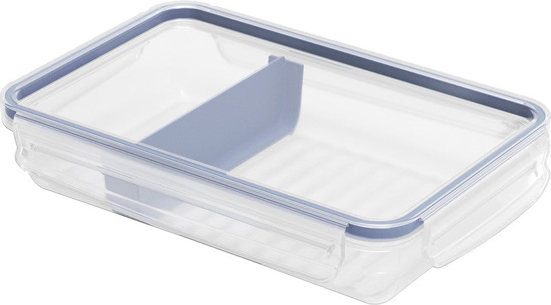 Rotho Kühlschrankdose Clic & Lock – 1 l – rechteckig mit Trennsteg – 23,9 × 5 × 16 cm – transparent