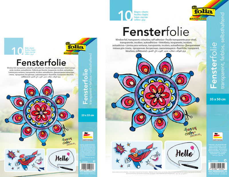 Folia Fensterfolien – 10 Stück – Transparent – 350 × 500 mm