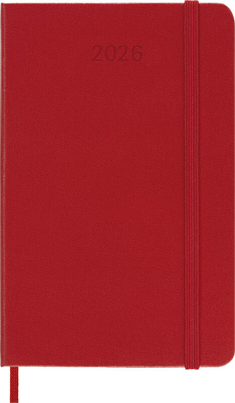 Moleskine Agenda – 1 Woche/1 Seite, gebunden, 9 × 14 cm, Jan–Dez, Englisch, scharlachrot, FSC