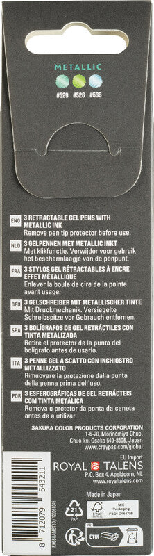 Sakura Gelly Clicker Gelschreiber 3er Set – 3 Farben, 0,5 mm, schnelltrocknend, Druckmechanik