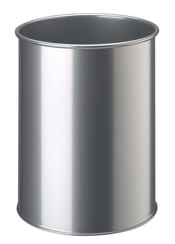 Durable Papierkorb – 15 l – Metall, Silber – Ø 260 × H 315 mm