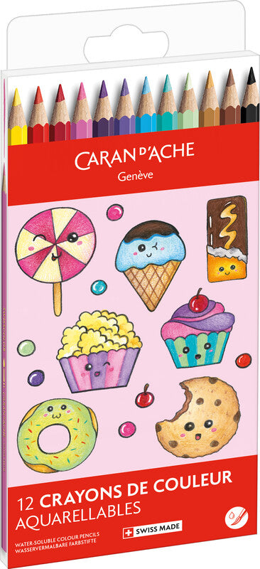 Caran d-Ache Caran d’Ache Candy World Aquarellfarbstifte – 12 Farben, Karton, Ø 2,8 mm