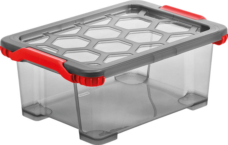 Rotho Aufbewahrungsbox – Kunststoff, Anthrazit/Rot, 39,3 × 16 × 28,3 cm