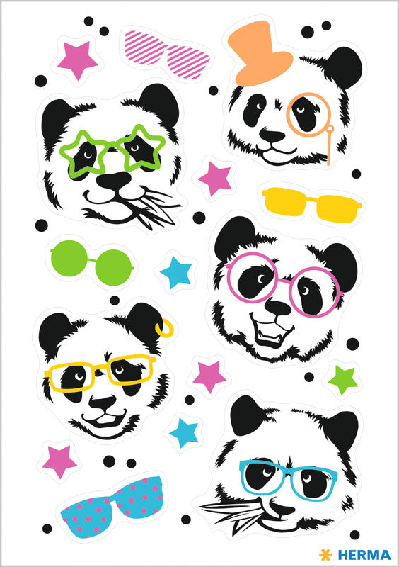 HERMA Schmucketiketten Panda Daddy – 16 Stück – permanent – mehrfarbig