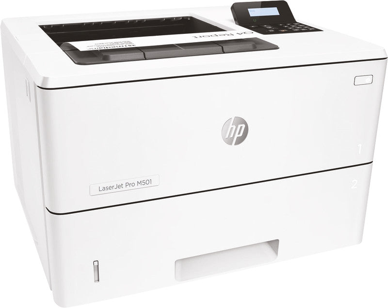HP LaserJet Pro M501 – A4, S/W, Duplex, 43 S./Min., 4800 × 600 dpi, LAN/USB, Papier: 1200 Blatt