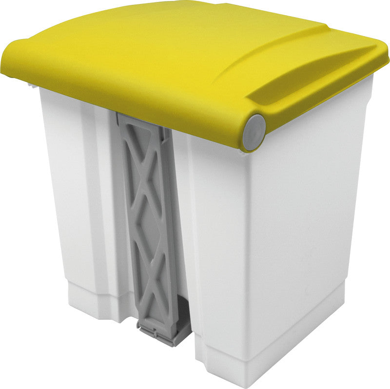 Helit Abfallcontainer – 30 l – mit Deckel – Kunststoff, Weiss – B × H × T 410 × 440 × 400 mm