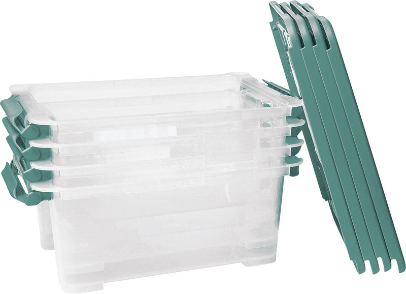 Rotho Aufbewahrungsbox Evo Safe – Kunststoff, transparent/grün, 39,3 × 16 × 28,3 cm