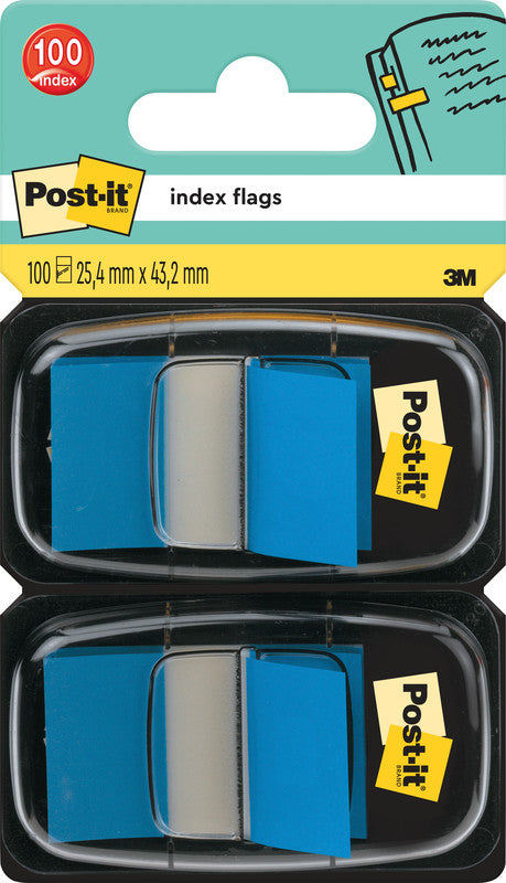 Post-it Indexstreifen – 25,4×43,2 mm – Blau, 2×50 Stück, mit Dispenser
