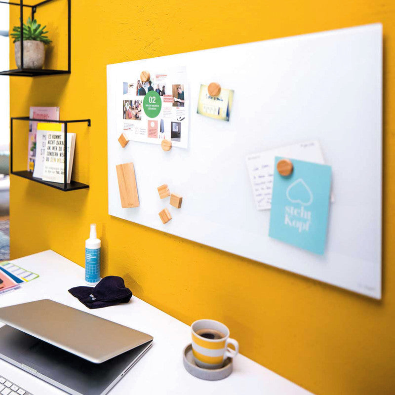 Sigel Whiteboard – 91 × 46 cm, Glas, magnetisch, Wandmontage, inkl. Magnete, Montagesatz