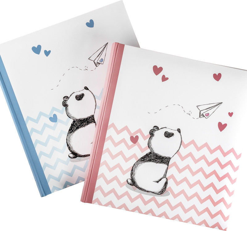 Walther Design Walther Fotoalbum Little Panda – für 280 × 305 mm, rosa, illustrierter Vorspann, Karton