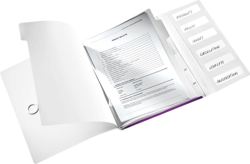 Leitz WOW Fächermappe A4 – 6 Fächer, Gummiband, Polypropylen (PP), metallisch violett