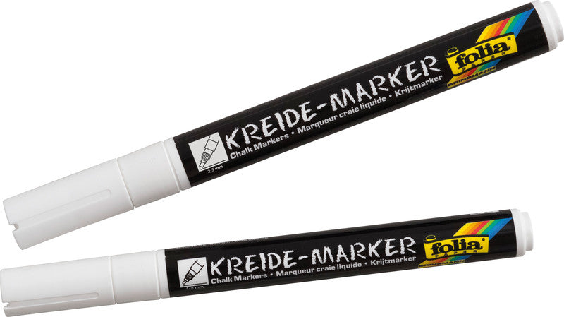 Folia Kreidemarker – Rund, 1–2 mm, 2–5 mm – Weiss – 2er-Set