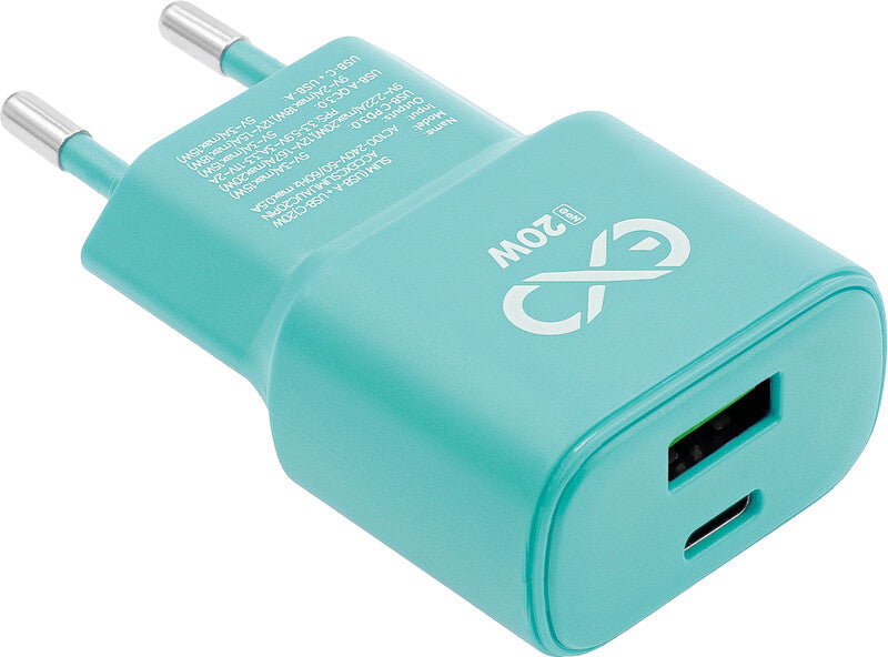 EXC SLIM Ladegerät – 20 W, 1× USB-C + 1× USB-A – für USB-Geräte