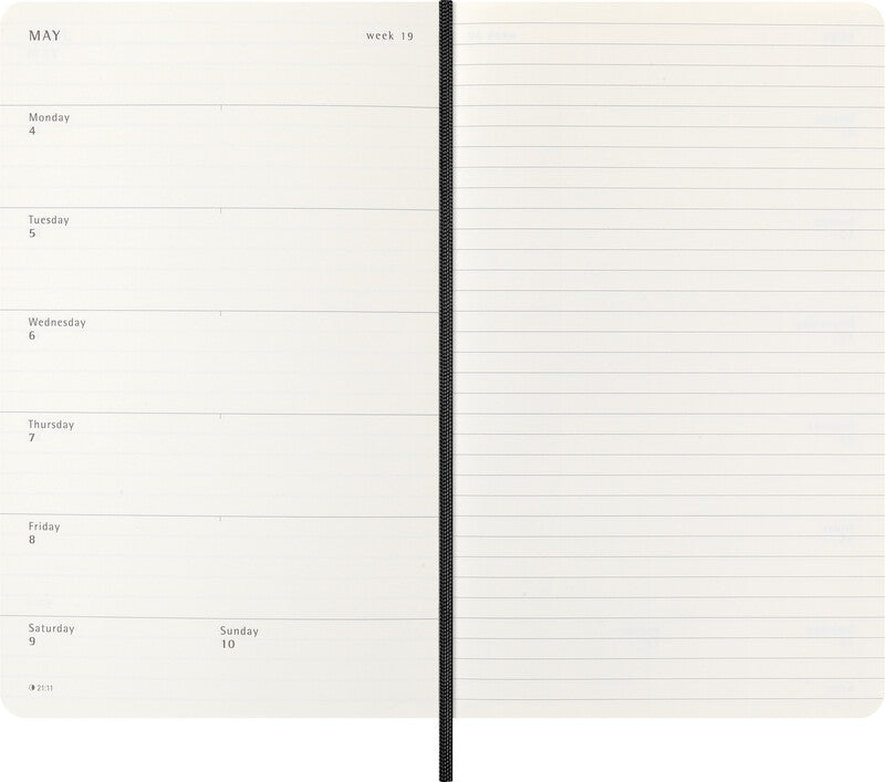 Moleskine Agenda – 1 Woche/1 Seite, gebunden, 13 × 21 cm, 2026, schwarz, FSC