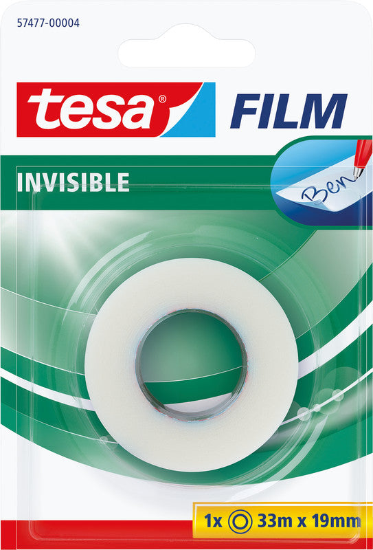 TESA 57477 Klebefilm matt/unsichtbar – 19 mm × 33 m, transparent, PP, permanent, beschriftbar, 1 Stück