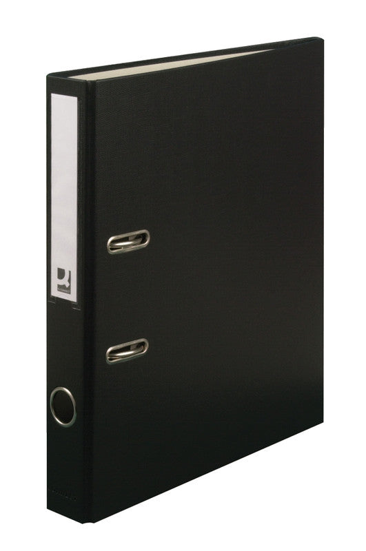 Q-connect Ordner – A4 hoch – 2-Ring Hebelmechanik, Rücken 40 mm – schwarz, Karton, mit Niederhalter, FSC