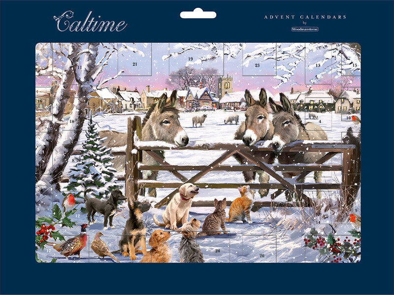 Caltime Adventskalender Tiere im Winter, Karton, mehrfarbig, 35 × 24,5 cm – eco:plus
