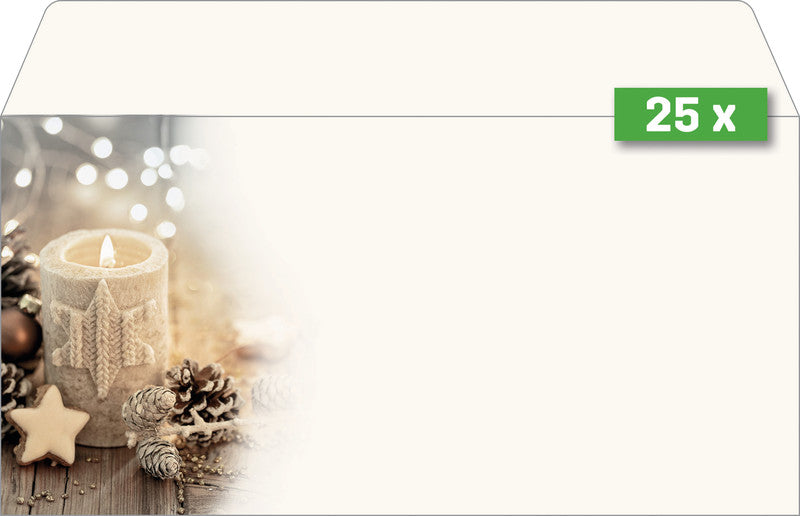 Sigel Weihnachts-Couvert C5/6, mehrfarbig, nassklebend, 90 g/m² – 25 Stk.