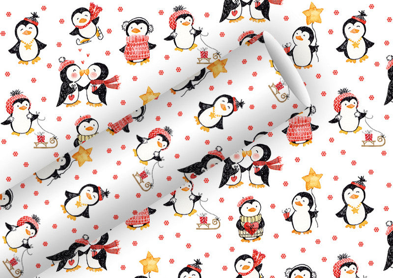 Braun + Company Geschenkpapier – Pingie Kiss (Weihnachten) – Papier, weiss, 700 × 2000 mm