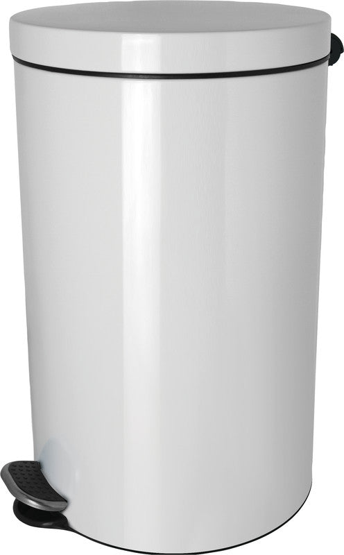 Helit Papierkorb – 20 l, mit Deckel – Stahl, weiss – Ø 300 × H 450 mm