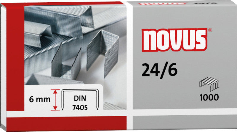 Novus Heftklammern 24/6 – 6 mm – verzinkt, silber – 1000 Stk.