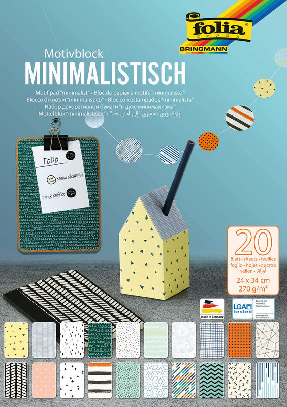 Folia Motivkartonblock – 240 × 340 mm – 270 g/m² – sortiert – 20 Blatt