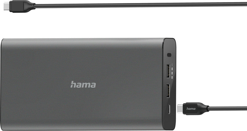 Hama Powerbank 26800 mAh, PD 60 W, 2× USB-A, 1× USB-C, für Smartphones, Tablets, Notebooks, Anthrazit