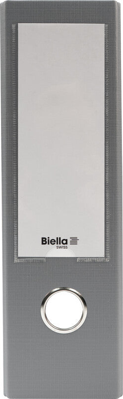 Biella Zeigebuch – A5 Hochformat – 2-Ring Hebelmechanik, 70 mm Rücken – Grau, mit Niederhalter, mit Griffloch, FSC