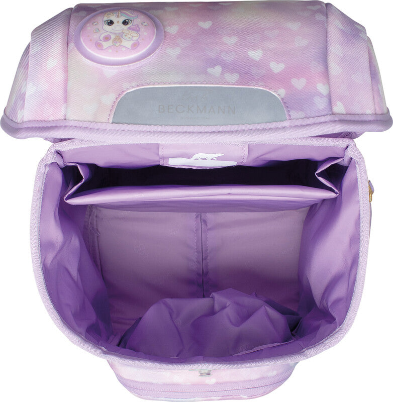 Beckmann Schulrucksack Plus Air – Einhorn Prinzessin Lila – 28,0×40,5×23,0 cm – Recycelte Materialien