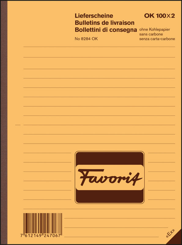 Favorit Formularblock – Lieferscheine, mehrsprachig, 100 Blatt, A6