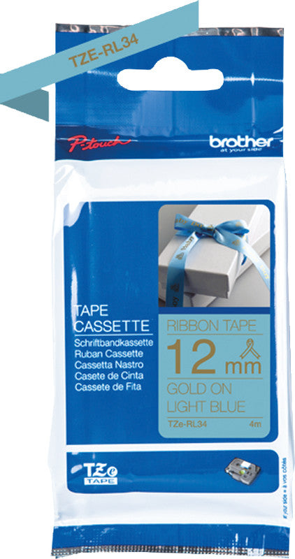 Brother Textilband – 12 mm × 4 m, hellblau, gold