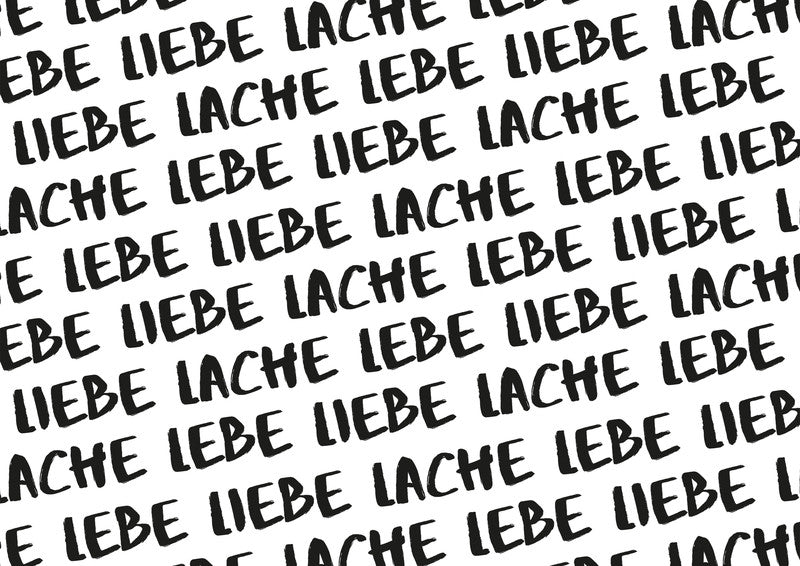 Braun + company Geschenkpapier – Lebe, Liebe – Kraftpapier, 70 g/m2, Schwarz/Weiss – 700 × 2000 mm