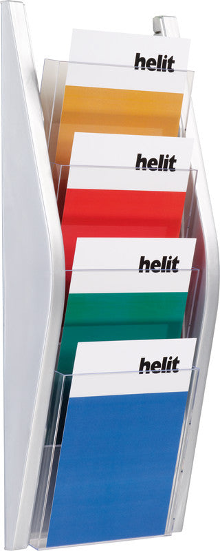 Helit Hängesichttafel – A5 Hochformat, Silber, Kunststoff, 4 Fächer – 1 Stück